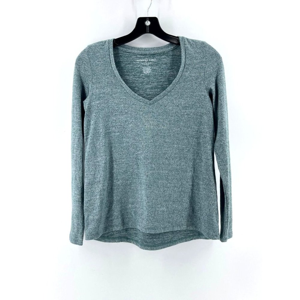 American Eagle Soft & Sexy Plush Women's Green Long Sleeve Shirt Tee Size XS